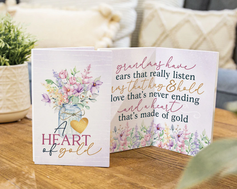A HEART OF GOLD WOODEN KEEPSAKE CARD