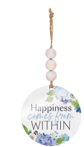 HAPPINESS COMES FROM WITHIN ACRYLIC STRING SIGN