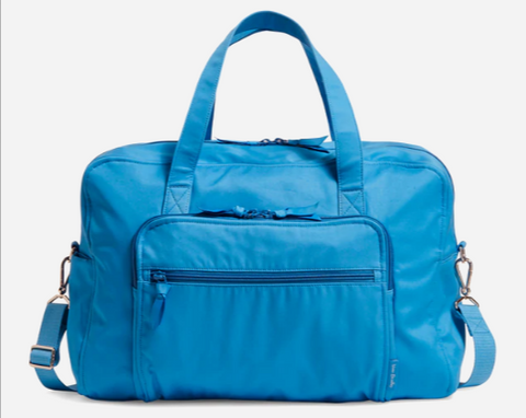 Weekender Travel Bag in Recycled Cotton-Blue Aster