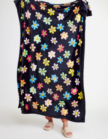 Plush Throw Blanket in Fleece-Colorful Daisies