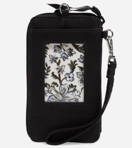 RFID Smartphone Wristlet in Recycled Cotton-Black