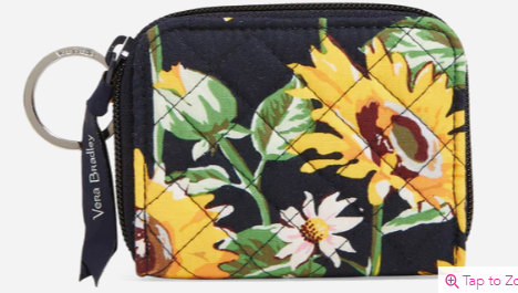 RFID Petite Zip-Around Wallet Sunflowers