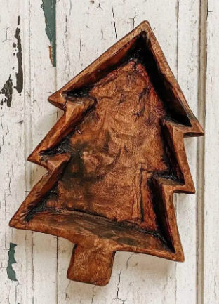 Wood Christmas Tree Bowl