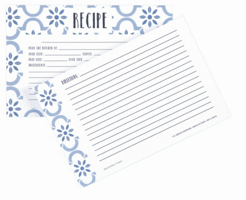 TRUE BLUE RECIPE CARDS