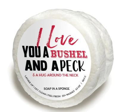 I LOVE YOU A BUSHEL & A PECK Shower Sponge White | Seaside