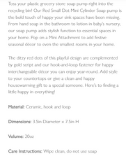 Red Small Dot Mini Cylinder Soap Pump