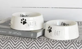 2 ASST. CERAMIC FOOD / WATER BOWL