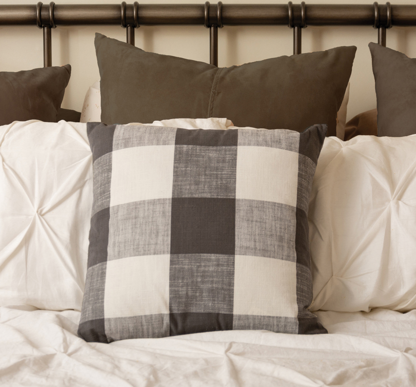 Pillow - Gray & Cream Check