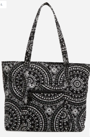 Vera Tote Bag Black Bandana Medallion