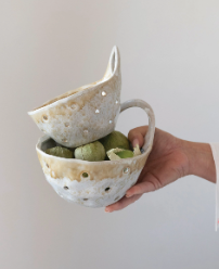 Stoneware Colanders with Handles