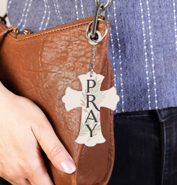 PRAY ACRYLIC CROSS KEY CHAIN