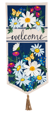 Welcome Daisies and Butterflies Everlasting Impressions Textile Décor