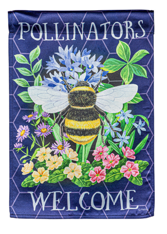 Pollinators Welcome Garden Lustre Flag