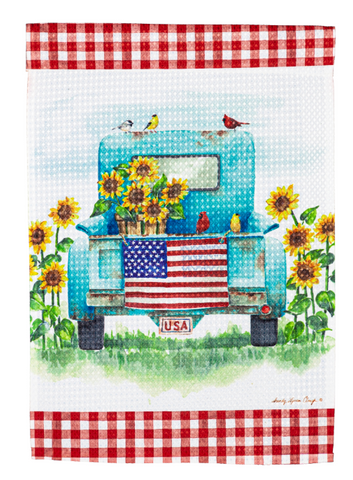 Sunflower Truck Garden Waffle Flag