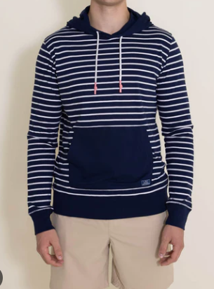 Simply Southern Stripe Lightweight Hoodie in Navy Blue-Unisex