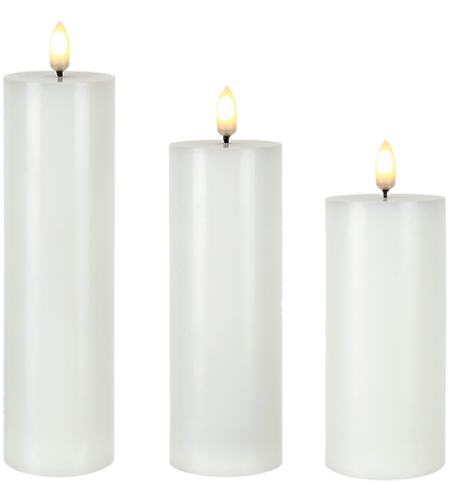 White Pillar Set of 3  2x5" 2x6" 2x7"