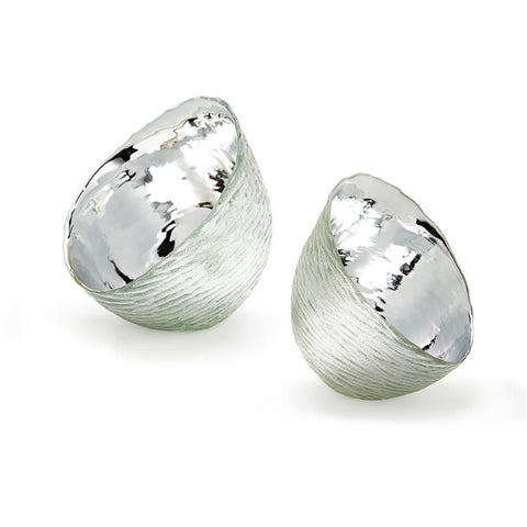Silver Pools Angled Candleholders - Glass