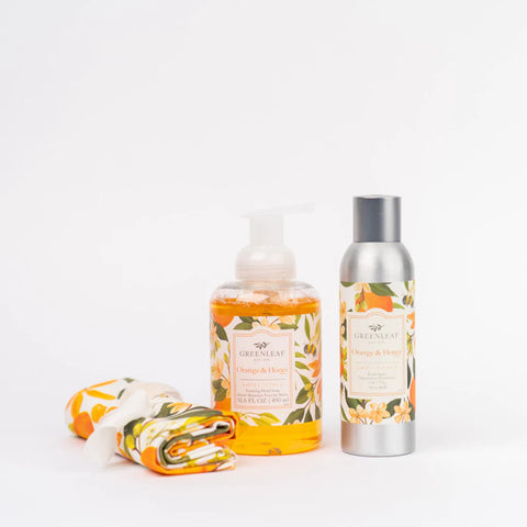 Foaming Hand Soap, Room Spray, and Tea Towel Gift Set-Orange & Honey