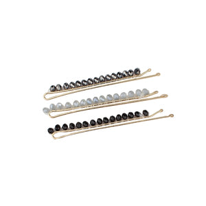 Jeweled Black Bobby Pins