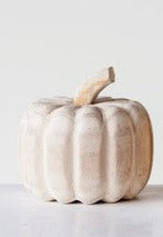 Small Hand-Carved Paulownia Wood Pumpkin