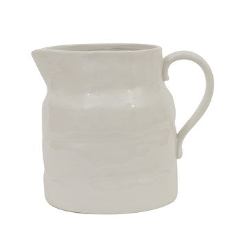 6-3/4"H 64 oz. Stoneware Vintage Reproduction Pitcher, White