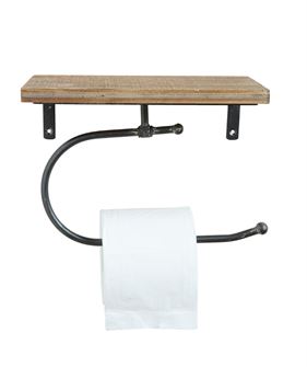 wood and metal wall toilet paper holder