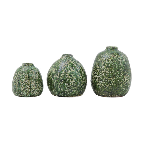 Distressed Terracotta Vases-Green