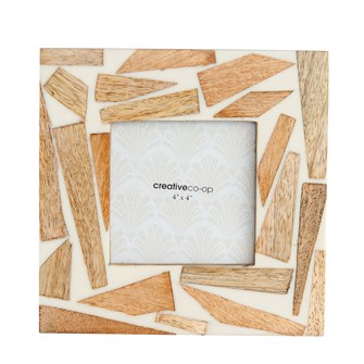 7" Square Wood & Resin Photo Frame (Holds 4" x 4" Photo)