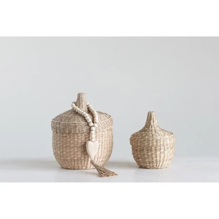 Hand-Woven Baskets with Lids