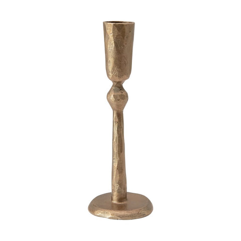 Hand-Forged Metal Taper Holder, Antique Brass Finish