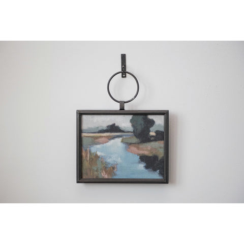 Metal Framed Landscape Wall Décor with Bracket