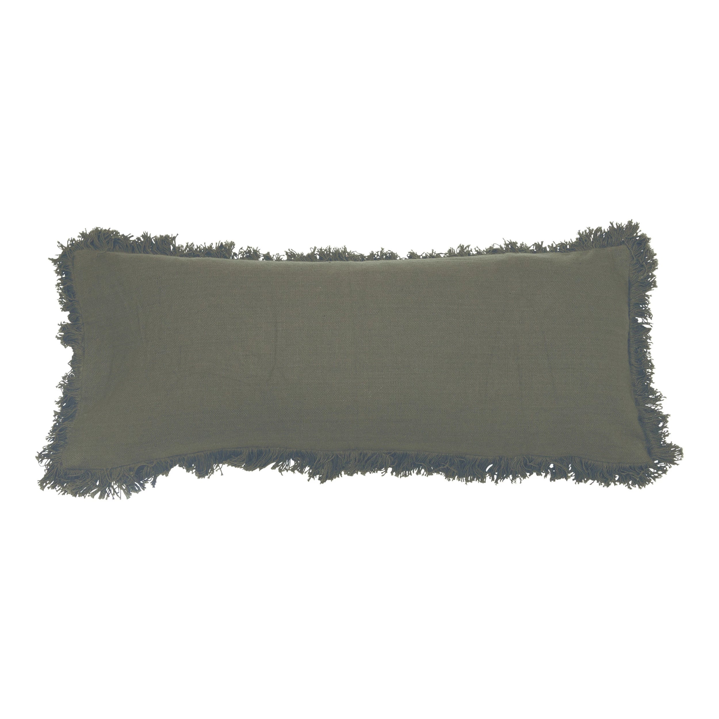 36" x 14" Cotton Lumbar Pillow with Eyelash Fringe