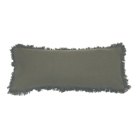 36" x 14" Cotton Lumbar Pillow with Eyelash Fringe
