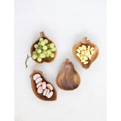 Hand-Carved Acacia Wood Fruit/Vegetable Shaped Bowl