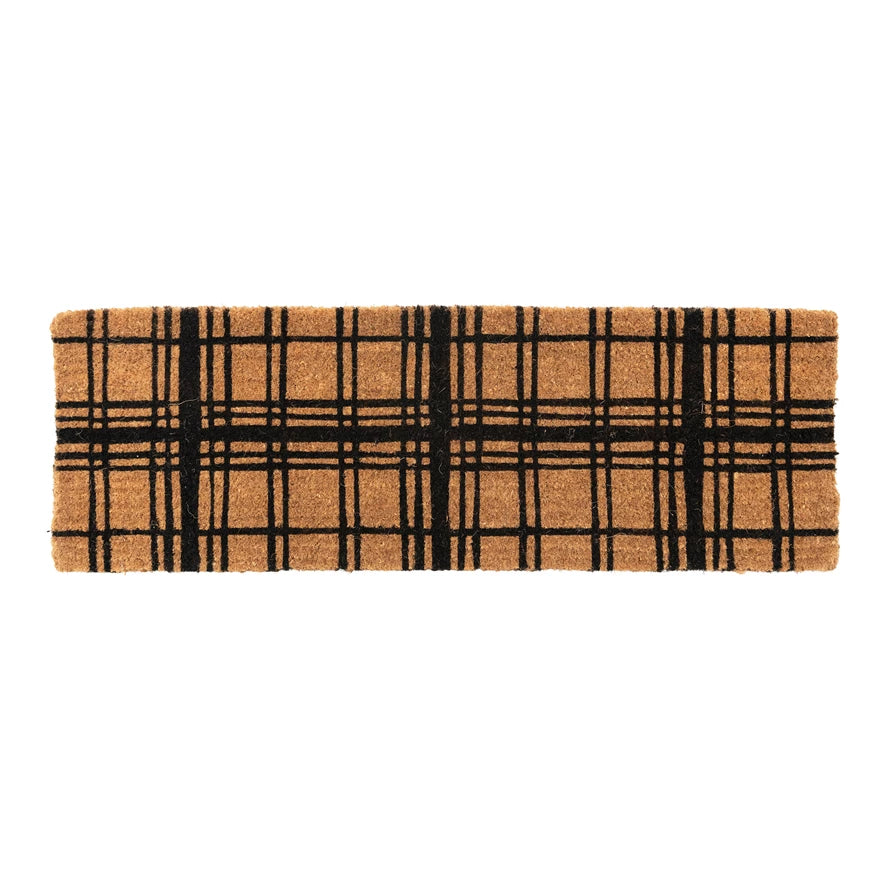 Natural Coir Double Doormat with Grid Pattern