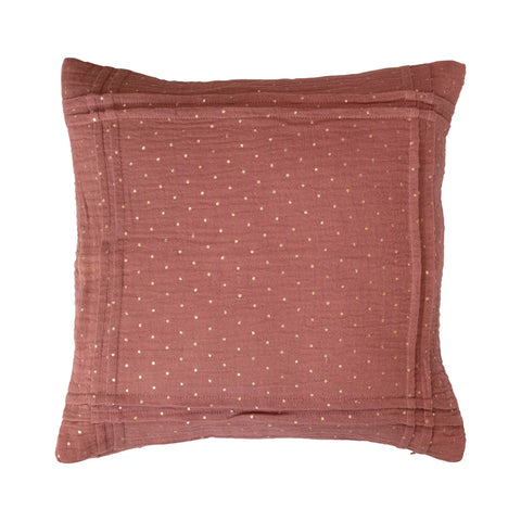 16" Cotton Double Cloth Pleated Pillow with Gold Foil Dots