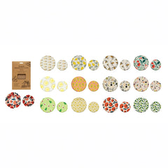 Reusable Fabric Beeswax Food Covers with Prints, Set of 2, 12 Styles