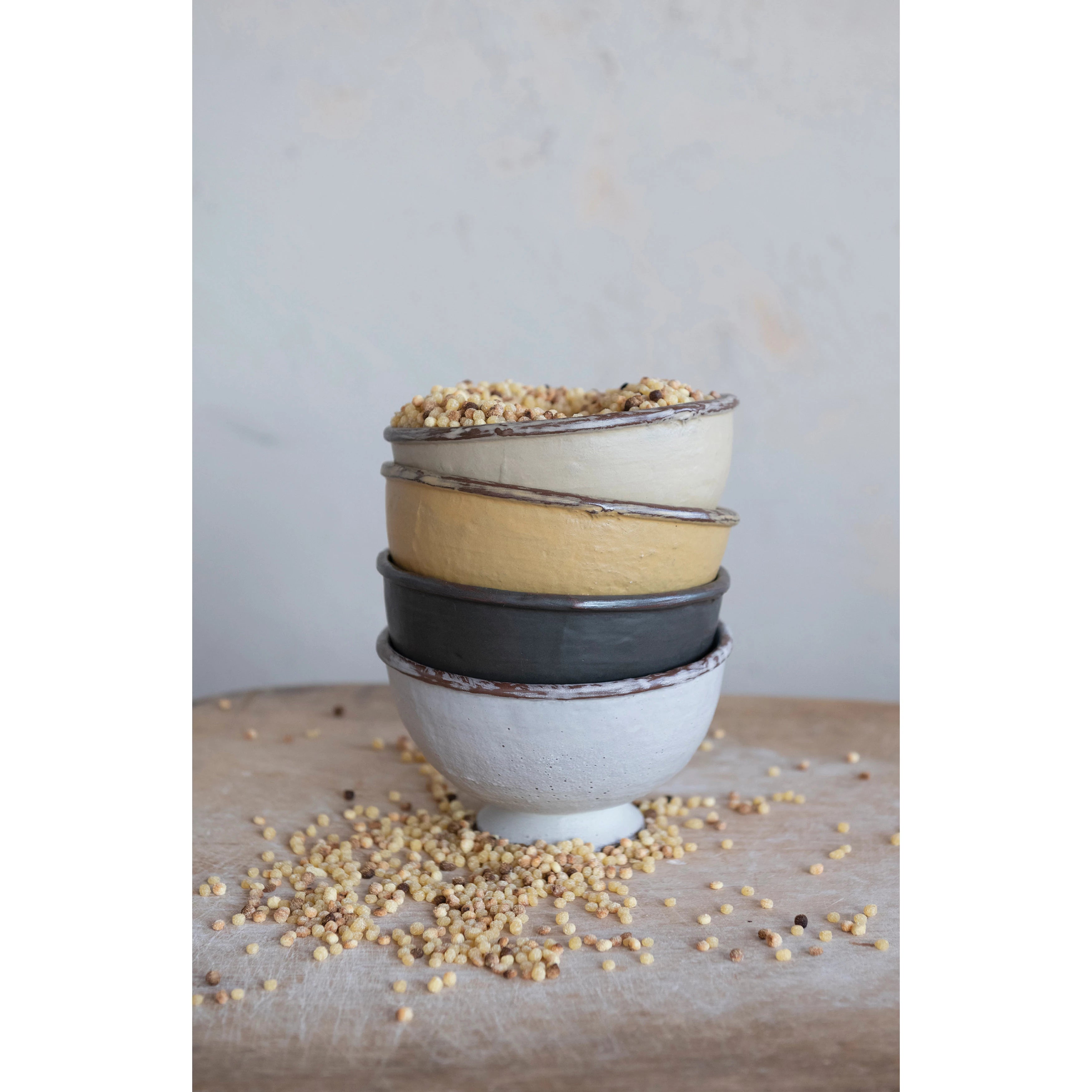 Stoneware Footed Bowl, Reactive Glaze, 4 Colors