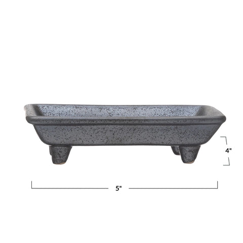 Stoneware Footed Soap Dish (Each One Will Vary)