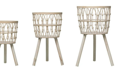 Bamboo Wood Baskets with Legs