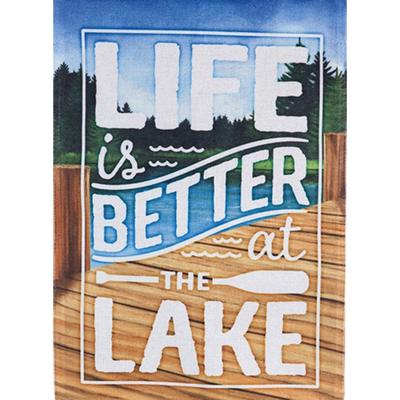 Life Is Better at the Lake Garden Burlap Flag