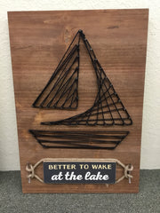 Rope art wood sign