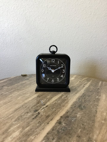 Pewter table clock black