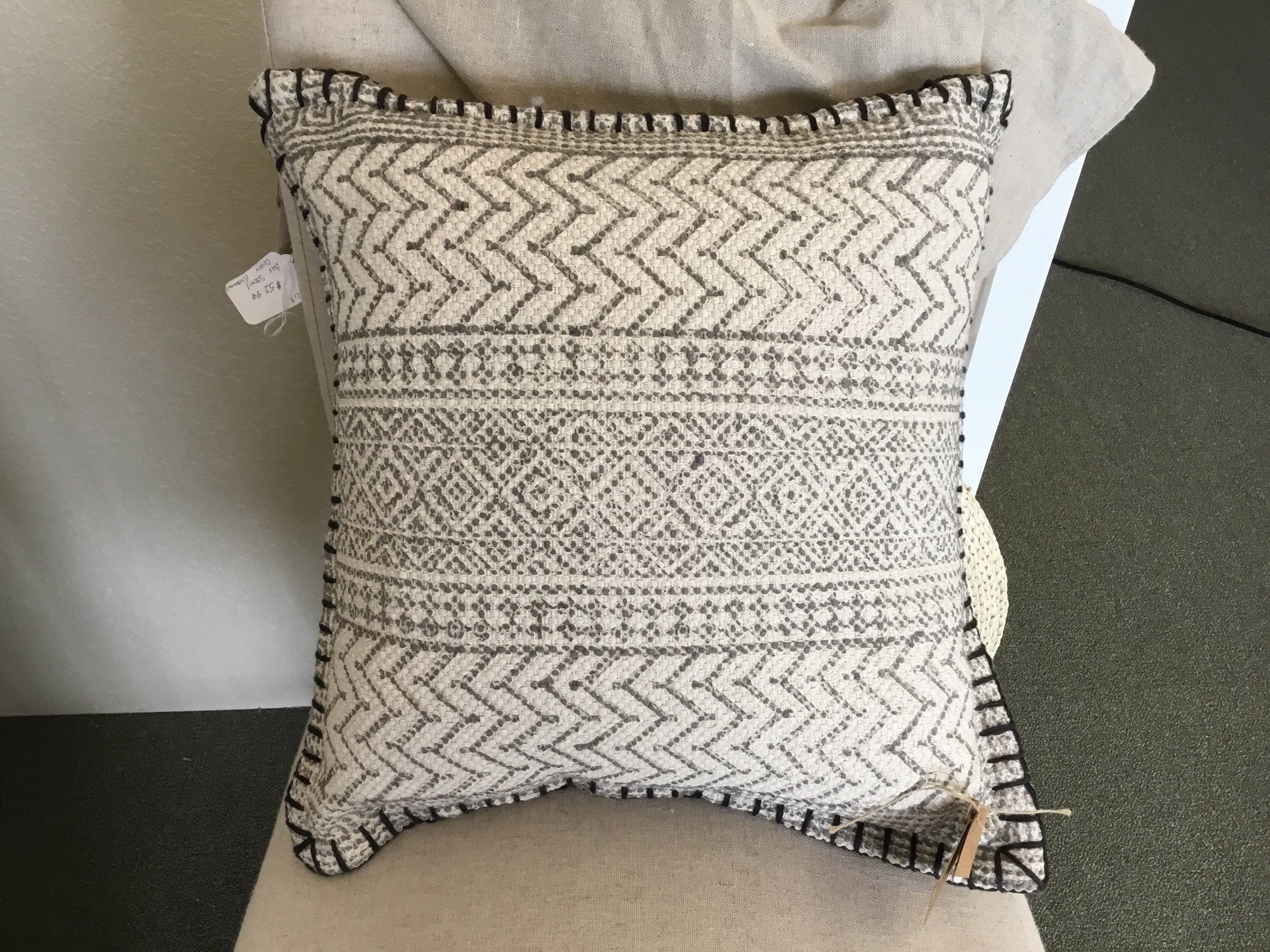 Mud Pie Chevron Pattern Stamped Pillow