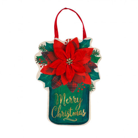 Poinsettia Mason Jar Door Decor