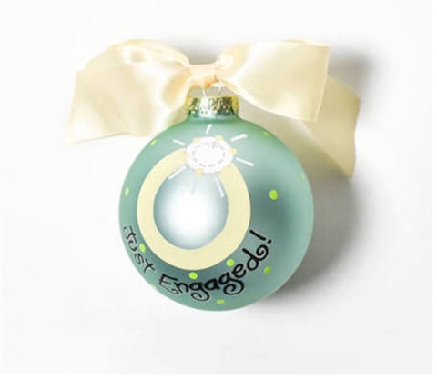 Just Engaged Glass Ornament