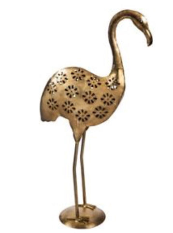 Metal Floral Die Cut Design Flamingo Candle Holder