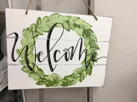 Welcome Wreath Sign