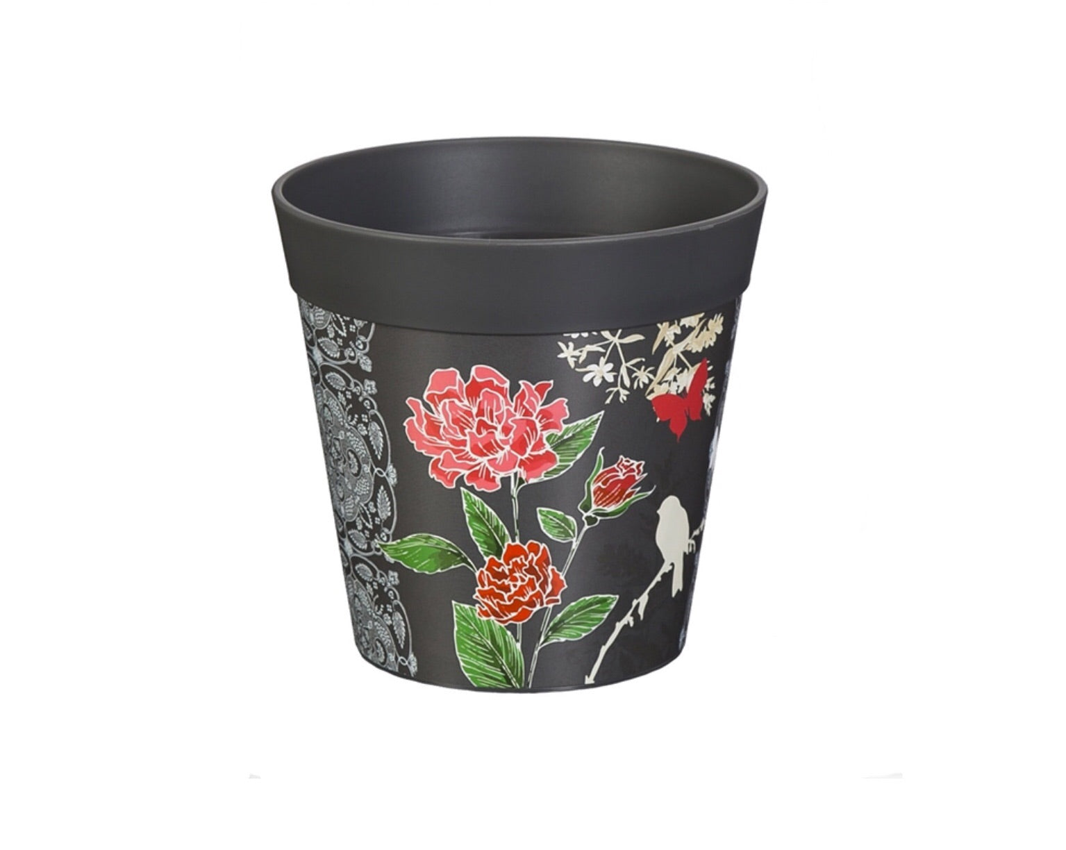 Grey roses floral with wildlife 6”