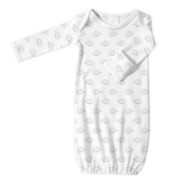 Long Sleeve Gown - Tiny Hedgehog - Black